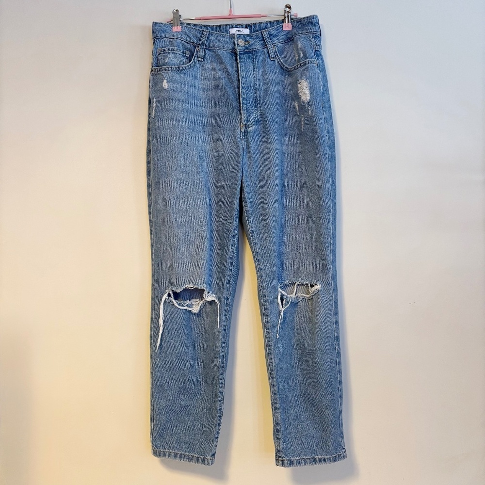 Forever 21 High Waist Ripped Distressed Baggy Mom Jeans Light Wash Womens 29